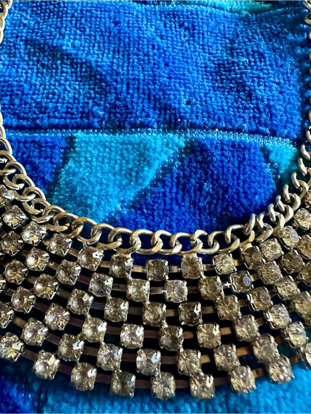 Statement  silver Crystal Bib Necklace